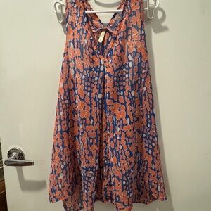 Chic Sleeveless Orange and Blue Blouse